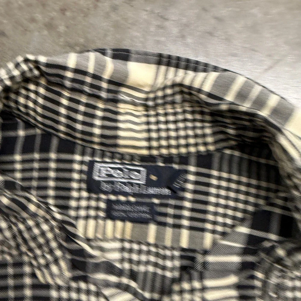 Polo Ralph Lauren Marlowe Mens XL Black Cream Plaid Cotton Button Down Shirt‎